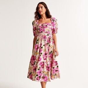 The A&F Emerson Linen-Blend Puff Sleeve Midi Dress